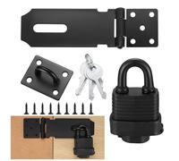 TOP-VIGOR 4 Inch Door Hasp and Staple with Padlock, Stainless Steel Deadbolt Lock Hasp Shed Lock Gate Lock Security Latch with Screws for Bedroom, Garden, Shed, Garage, Cabinet Door, Black