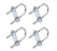 TOP-VIGOR 4 sets M6 Round U-Bolts, 25mm Inner Width 70mm Length Steel U-Bolts with Nut, Plate, Washer for Building Installations Mechanical Parts Connection Cehicles Ships