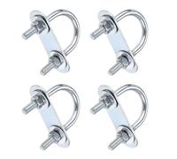 TOP-VIGOR 4 sets M6 Round U-Bolts, 27mm Inner Width 53mm Length Steel U-Bolts with Nut, Plate, Washer for Building Installations Mechanical Parts Connection Cehicles Ships