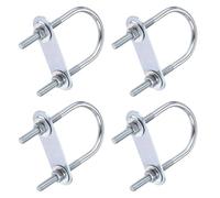 TOP-VIGOR 4 sets M6 Round U-Bolts, 40mm Inner Width 90mm Length Steel U-Bolts with Nut, Plate, Washer for Building Installations Mechanical Parts Connection Cehicles Ships