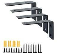 TOP-VIGOR 4Pcs Black Shelf Brackets, 125mm x 85mm x 45mm Widen L Bracket Heavy Duty Wall Brackets for Shelves, Wall Mounted Shelf Supports Corner Brace Right Angle Brackets for Wood