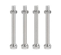 TOP-VIGOR 4Pcs M10 x 110mm Hex Head Screws Bolts, Nuts, Flat & Lock Washers Kits, 304 Stainless Steel Fully Thread Hexagon Bolts for DIY Bike Motorcycles Repair