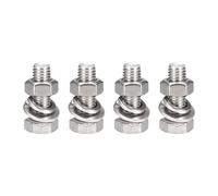 TOP-VIGOR 4Pcs M10 x 30mm Hex Head Screws Bolts, Nuts, Flat & Lock Washers Kits, 304 Stainless Steel Fully Thread Hexagon Bolts for DIY Bike Motorcycles Repair