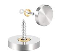 TOP-VIGOR 4Pcs Mirror Screws, 25mm Cap Nail With Washers, Decorative Cap Covers Brushed Nails for Mirrors, Furniture Fittings, Tables, Wardrobes, Glass, Silver