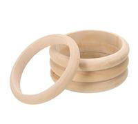 TOP-VIGOR 4Pcs Natural Wood Rings, 82mm Unfinished Wooden Rings, Wooden Loops Rings Pendant Connectors for Macrame Loose Parts Play, DIY Arts and Crafts, Jewellery Making, Ornaments, Home Decor