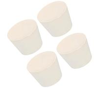 TOP-VIGOR 4Pcs Rubber Tapered Plug, 32mm to 42mm Solid Silicone Stopper, Tapered Lab Seal Rubber Stoppers Lab Plug with Hole Test Tube Bungs for Lab Home Flasks Glass Containers Test Tube, White