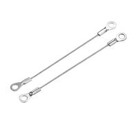 TOP-VIGOR 4Pcs Stainless Steel Lanyard Cable, 1.5mm x 10cm Eyelets Ended Security Wire Rope Cable Loop Rings for Doors, Curtains, Hanging Lamps