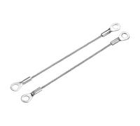 TOP-VIGOR 4Pcs Stainless Steel Lanyard Cable, 2mm x 10cm Eyelets Ended Security Wire Rope Cable Loop Rings for Doors, Curtains, Hanging Lamps