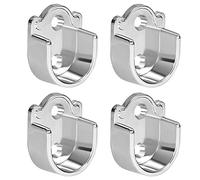 TOP-VIGOR 4Pcs Wardrobe Pole Bracket, 19mm Dia U Shaped Shower Curtain Rail, Zinc Alloy Flange Rod Holder Shower Curtain Rod Pole End Supports