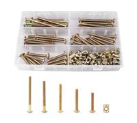 TOP-VIGOR 50Pcs Furniture Bolt Nut Set, M6x40mm/50mm/60mm/70mm/80mm Barrel Bolts and Nuts, Hex Socket Head Cap Screws Bolts Nuts, Furniture Cot Bed Bolts Crib Screws for Crib Bunk Bed Furniture Cot