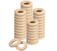 TOP-VIGOR 50Pcs Natural Wood Rings, 20mm Unfinished Wooden Rings, Wooden Loops Rings Pendant Connectors for Macrame Loose Parts Play, DIY Arts and Crafts, Jewellery Making, Ornaments, Home Decor