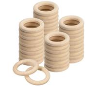 TOP-VIGOR 50Pcs Natural Wood Rings, 35mm Unfinished Wooden Rings, Wooden Loops Rings Pendant Connectors for Macrame Loose Parts Play, DIY Arts and Crafts, Jewellery Making, Ornaments, Home Decor