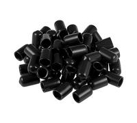 TOP-VIGOR 50Pcs Rubber End Caps, 10mm ID Round Flexible Screw End Caps Thread Protectors, Black Vinyl Bolt Covers Rubber Covers for Screws, Tubes, Cables, Wires, Cyling, etc