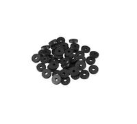 TOP-VIGOR 50Pcs Rubber Flat Washers, 13.8mm OD 4mm ID 3mm Thickness Heavy Duty Black Rubber Grommet Vibration Damping Pads Sealing Gasket Washers for Faucet Pipe Water Hose Fastener Bolt