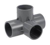 TOP-VIGOR 5Pcs 4-Way Elbow PVC Pipe Fitting, 32mm Tee Corner Fittings Connectors, 4 Way Tee Slip Pipe Splices Right Angle Connector for Garden Water Pipe Connection, Grey