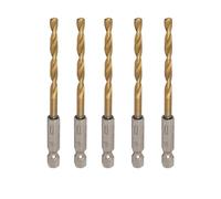 TOP-VIGOR 5Pcs 4mm HSS Hex Shank Twist Drill Bits, High Speed Steel Drill Bit Set 1/4 Inch Shank, Quick Change Drill Bits for Steel, Wood, Plastic, Aluminum