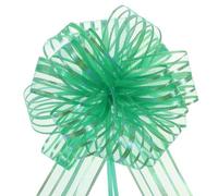 TOP-VIGOR 5Pcs 6 Inch Large Organza Pull Bow, Gift Wrapping Bows Ribbon Chiffon Yarn Bows for Wedding Baskets Presents Christmas Valentine's Day and Decoration, Dark Gree