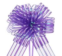 TOP-VIGOR 5Pcs 6 Inch Large Organza Pull Bow, Gift Wrapping Bows Ribbon Chiffon Yarn Bows for Wedding Baskets Presents Christmas Valentine's Day and Decoration, Purple