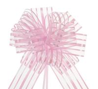 TOP-VIGOR 5Pcs 6 Inch Large Organza Pull Bow, Gift Wrapping Bows Ribbon Chiffon Yarn Bows for Wedding Baskets Presents Christmas Valentine's Day and Decoration, Light Pink