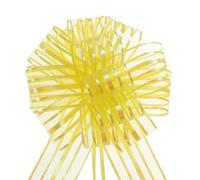 TOP-VIGOR 5Pcs 6 Inch Large Organza Pull Bow, Gift Wrapping Bows Ribbon Chiffon Yarn Bows for Wedding Baskets Presents Christmas Valentine's Day and Decoration, Yellow