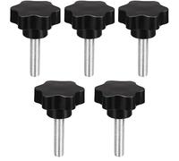 TOP-VIGOR 5Pcs M10 x 45mm Clamping Screw Knob Star Shaped, 38mm Dia Plum Hex Shaped Plastic Head Clamping Knob Male Thread Grips