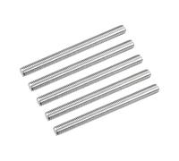 TOP-VIGOR 5Pcs M5 x 90mm Fully Threaded Rod, 304 Stainless Steel Right Hand Threads Rods, Fully Studding Rod Bar for Anchor Bolts, Clamps, Hangers and U-Bolts