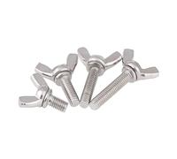 TOP-VIGOR 5Pcs M6*10mm Silver Stainless Steel Butterfly Wing Bolts, Butterfly Wing Screws for Machine Fastener Equipment
