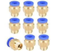 TOP-VIGOR 6mm Pneumatic Push-to-Connect Fittings, G1/4 Male Thread Quick Connect Straight Coupler, Air Line Push Fit Connectors for Pneumatic Systems & Air Compressors, Pack of 9