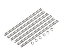 TOP-VIGOR 6Pcs M8 x 400mm Fully Threaded Rod, 304 Stainless Steel Right Hand Threads Rods, Fully Studding Rod Bar with 6Pcs Hex Nuts for Anchor Bolts, Clamps, Hangers and U-Bolts