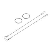 TOP-VIGOR 6Pcs Stainless Steel Lanyard Cable, 1.5mm x 20cm Eyelets Ended Security Wire Rope Cable Loop Rings with 12Pcs Key Ring for Doors, Curtains, Hanging Lamps