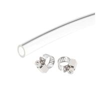 TOP-VIGOR 8mm ID 10mm OD PVC Clear Vinyl Tubing, 2M Length Food Grade Flexible Water Pipe, Plastic Tube with Clamps for Transfer Water, Oil, Air, Powders & Fine Granules