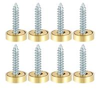 TOP-VIGOR 8Pcs 14mm Mirror Screws, Copper Cap Brushed Screws Decorative Caps Cover Nails Mirror Nails for Mirror Tables Bath Plates Wardrobes Glass Signs