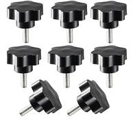 TOP-VIGOR 8Pcs M8 x 25mm Clamping Screw Knob Star Shaped, 32mm Dia Plum Hex Shaped Plastic Head Clamping Knob Male Thread Grips