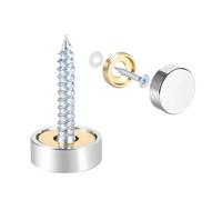 TOP-VIGOR 8Pcs Mirror Screws, 14mm brass Mirror Screws Cap Nail with Washers, Decorative Cap Covers Polished Mirror Nails for Mirrors, Furniture Fittings, Tables, Wardrobes, Glass, Silver