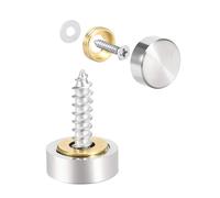 TOP-VIGOR 8Pcs Mirror Screws, 14mm Cap Nail With Washers, Decorative Cap Covers Brushed Nails for Mirrors, Furniture Fittings, Tables, Wardrobes, Glass, Silver
