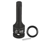 TOP-VIGOR Impact Triple Square Spline Bit Socket, 1/2" Drive x M12 (12mm) Key Socket, Premium Cr-Mo Steel Bits, 3" Length Bit with O-Ring and Dowel Pin for Ratchet Wrench, Impact Power Drill