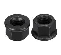 TOP-VIGOR M14 Flange Hex Nut, Grade 8.8 Carbon Steel Hex Lock Nuts with Black Oxide Finish, Heavy Duty M14 Nut for Machinery and Equipment, 2Pcs