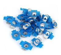 TOP-VIGOR M8 Plastic Cover Plain Channel Nuts 25pcs, Zinc Plated Carbon Steel Channel Nut Set with Blue Protective Cap for Unistrut and B-Line Channels, Quick Secure Fixing