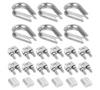 TOP-VIGOR M8 Wire Rope Accessory Set for 5/16" Dia Wire Rope, 12Pcs Wire Rope Cable Clip Clamp, 6Pcs Thimble Rigging, 6Pcs Aluminum Crimping Loop Sleeve
