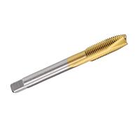 TOP-VIGOR M8 x 1mm Spiral Point Plug Thread Tap, 3 Flutes Ground Threads with H2 Tolerance, HSS Titanium Coated Thread Milling Tap (Round Shank with Square End)