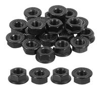 TOP-VIGOR M8x1.25mm Serrated Flange Hex Lock Nuts, 20Pcs 304 Stainless Steel Full Thread Lock Nuts, Black Anti-Loosening for Automotive, Machinery