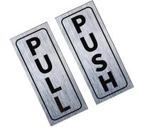 TOP-VIGOR Push Pull Door Sign, 2"x5" PVC Self-Adhesive Waterproof Vertical Pull Push Sticker Sign for Business Office Store Shop Glass Door, Silver