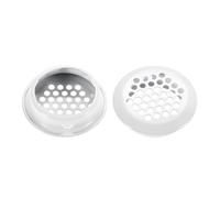 TOP-VIGOR Round Mesh Air Vents for Cabinets & Wardrobes, Fit 35mm / 1.38" Cut-Out, Stainless Steel White Baked Finish, Low-Profile Vent Cover, OD 42mm / 1.65", Pack of 5