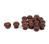 TOP-VIGOR Round Wooden Knobs 15 PCS 27×25 mm Dark Brown Drawer Pull Handles with Screws, Solid Wood Cabinet Cupboard Wardrobe Furniture Knobs for Home Cabinet Drawer and Dresser Door