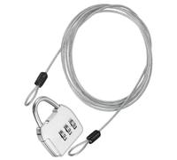 TOP-VIGOR Security Steel Cable with 3 Digit Combination Lock, 6.5Ft Coated Safety Wire Rope Double Loop Padlock, Flexible Security Cable Luggage Lock for Outdoor Travel Luggage, Silver