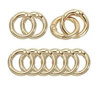 TOP-VIGOR Spring O Ring Clips, 20mm Round Carabiner Ring, Spring Keyring Clip Zinc Alloy Snap Rings for Bags, Keychains, Dog Collars, DIY Crafts & Jewelry Making, 10 Pcs Gold Tone