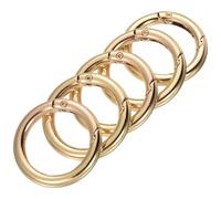 TOP-VIGOR Spring O Ring Clips, 35mm Round Carabiner Ring, Spring Keyring Clip Zinc Alloy Snap Rings for Bags, Keychains, Dog Collars, DIY Crafts & Jewelry Making, 5 Pcs Light Gold