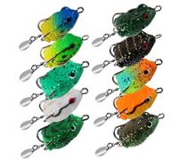 Top Water Frog, 10Pcs Realistic Colored Frog Lures for Bass Fishing with Hooks Lifelike Fishing Lures for Freshwater, Saltwater