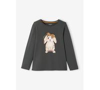 Top with Bunny & Fancy Bow, for Girls grey dark solid with design