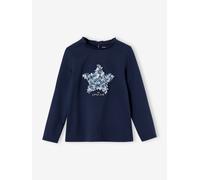 Top with Fancy Motif with Shaggy Rag Details for Girls navy blue